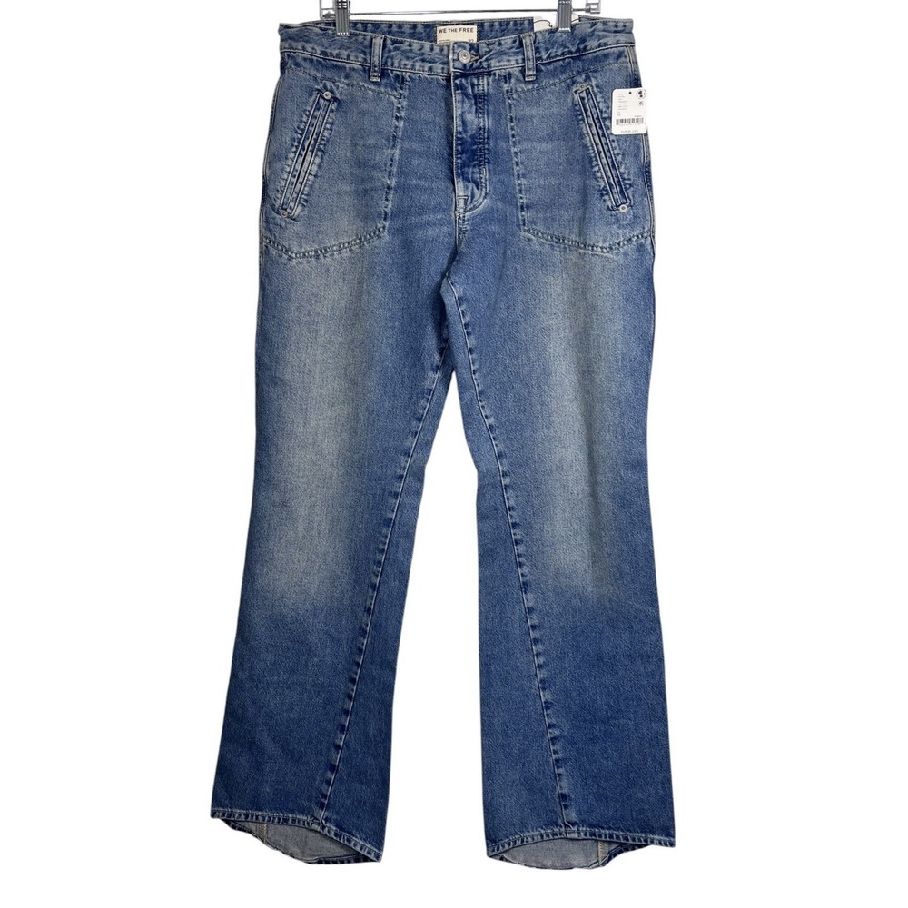 NWT WE THE FREE PEOPLE Sz 32 Jeans Bootcut Carnivale Light Blue Boho Festival